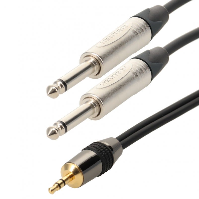 Erard - Cordon Jack 3.5 stéréo M / 2 x jack 6.35 mono M - connecteurs NEUTRIK - 20m