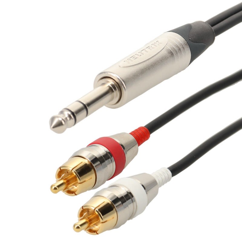 Erard - Cordon Jack 6.35 stéréo M/ 2 RCA M - connecteurs NEUTRIK - 10m