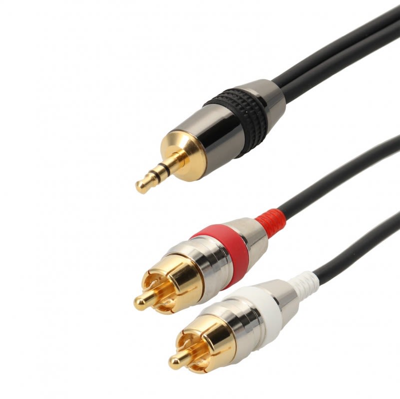 Erard - Cordon Jack 3.5 stéréo M / 2 RCA M - 1m - gaine noire