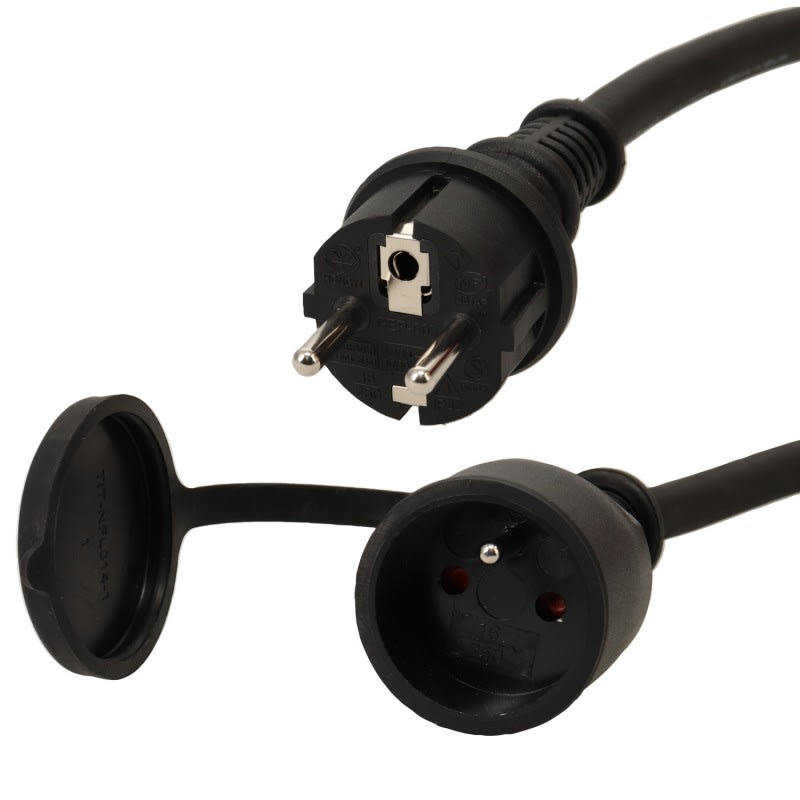 Erard - Rallonge électrique (2 P+T) M/F - 3 x 2.5mm² - HO7 RNF - noire - 10m