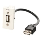Erard - Plastron 1 module USB A 2.0 + raccord F - - 22.5x45 mm - 0m20