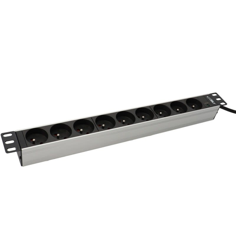 Erard - Panneau de brassage équipé - alum - 9 prises 2P+T - 1U - gris