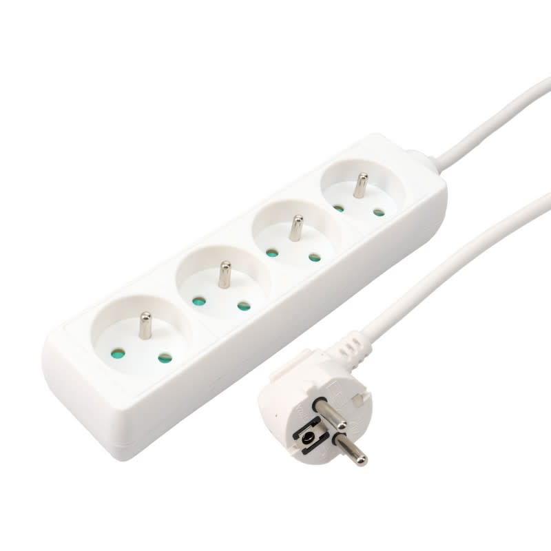 Erard - Bloc multiprises - 4 prises x (2 P + T) - 3 x 1mm² - 16A - 3680W - blanc - 4m