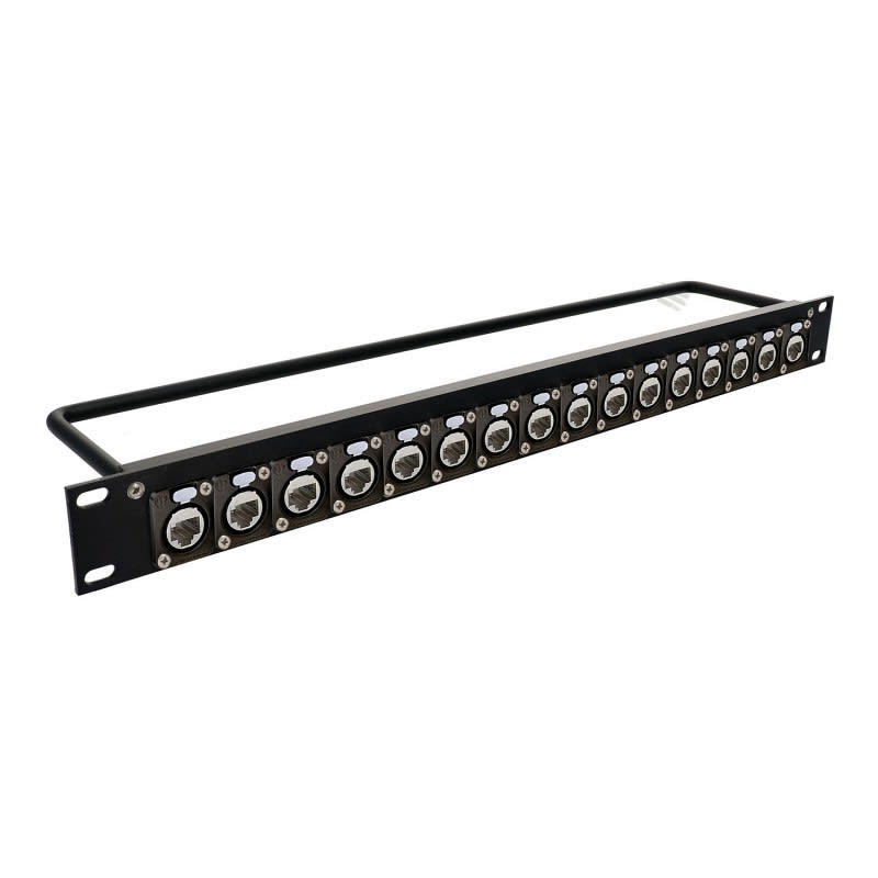 Erard - Panneau de brassage  - aluminium - 16 embases NEUTRIK Ethercon 1U - noir