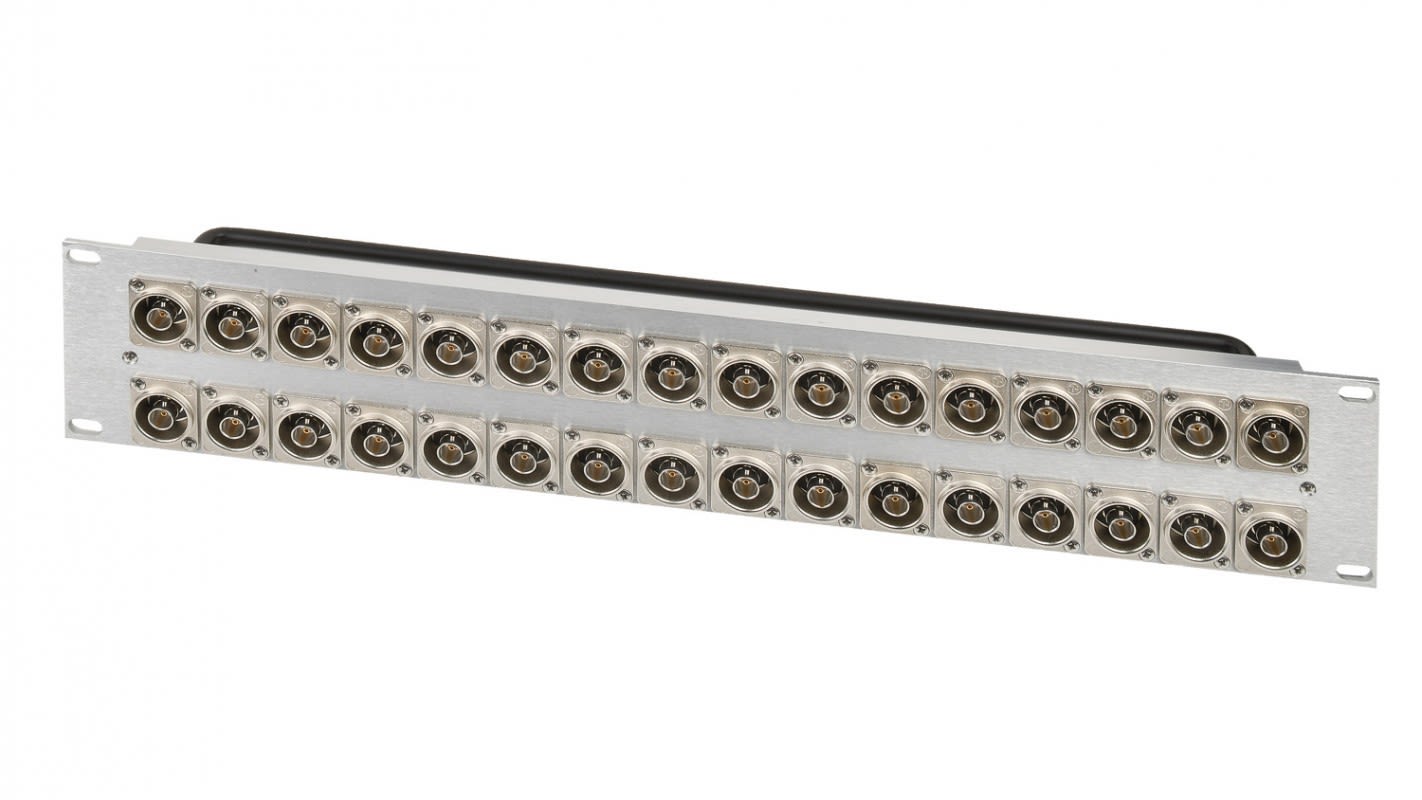 Erard - Panneau de brassage - aluminium - 32 traversées NEUTRIK BNC FF - 12G - 2U gris