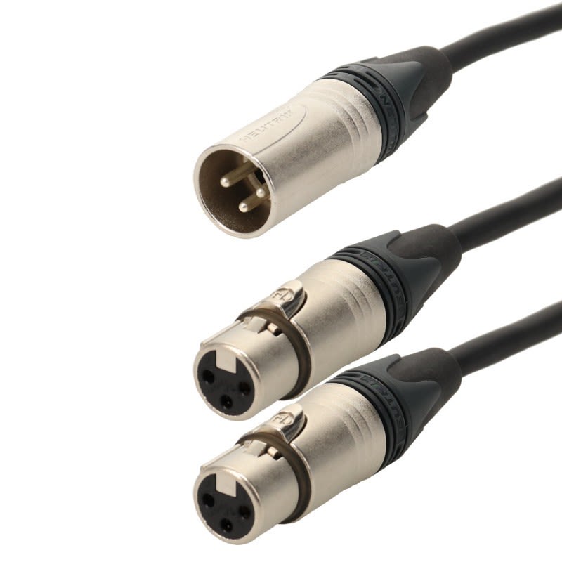 Erard - Cordon XLR 3 broches M / 2 XLR 3 broches F - connecteurs NEUTRIK - 0m30