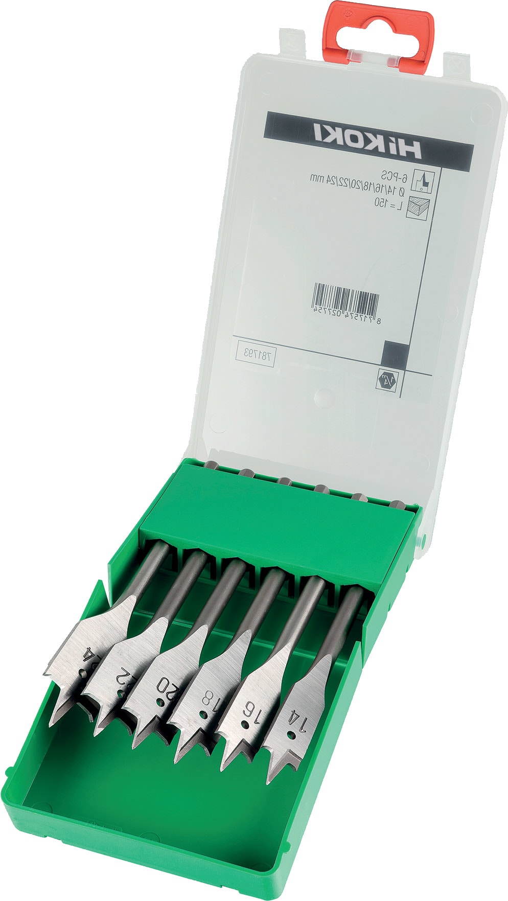 Hikoki Power Tools - Coffret 6 mèches à bois plates (14/16/18/20/22/24)