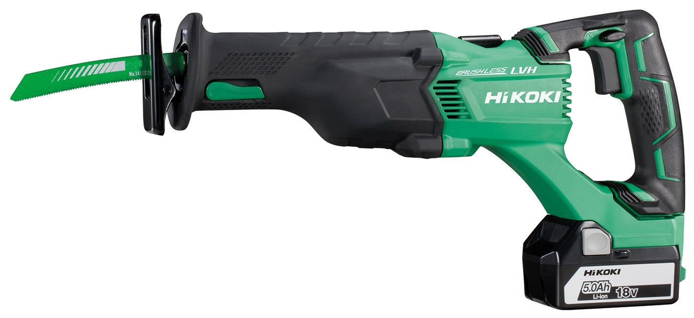 Hikoki Power Tools - Scie sabre 120mm 18V 5Ah Li-Ion Brushless en coffret, 2 batteries et 1 chargeur