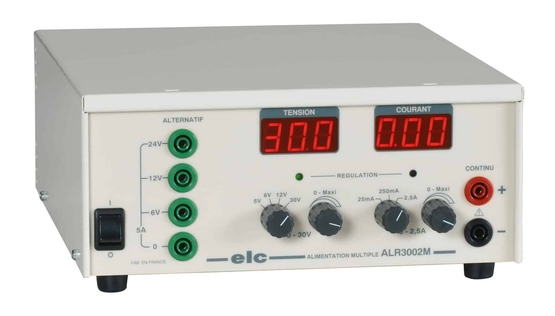 ELC - Alimentation double reglable 0, 5, 6, 12 ou 30V cc et fixe 6 12 ou 24V ca