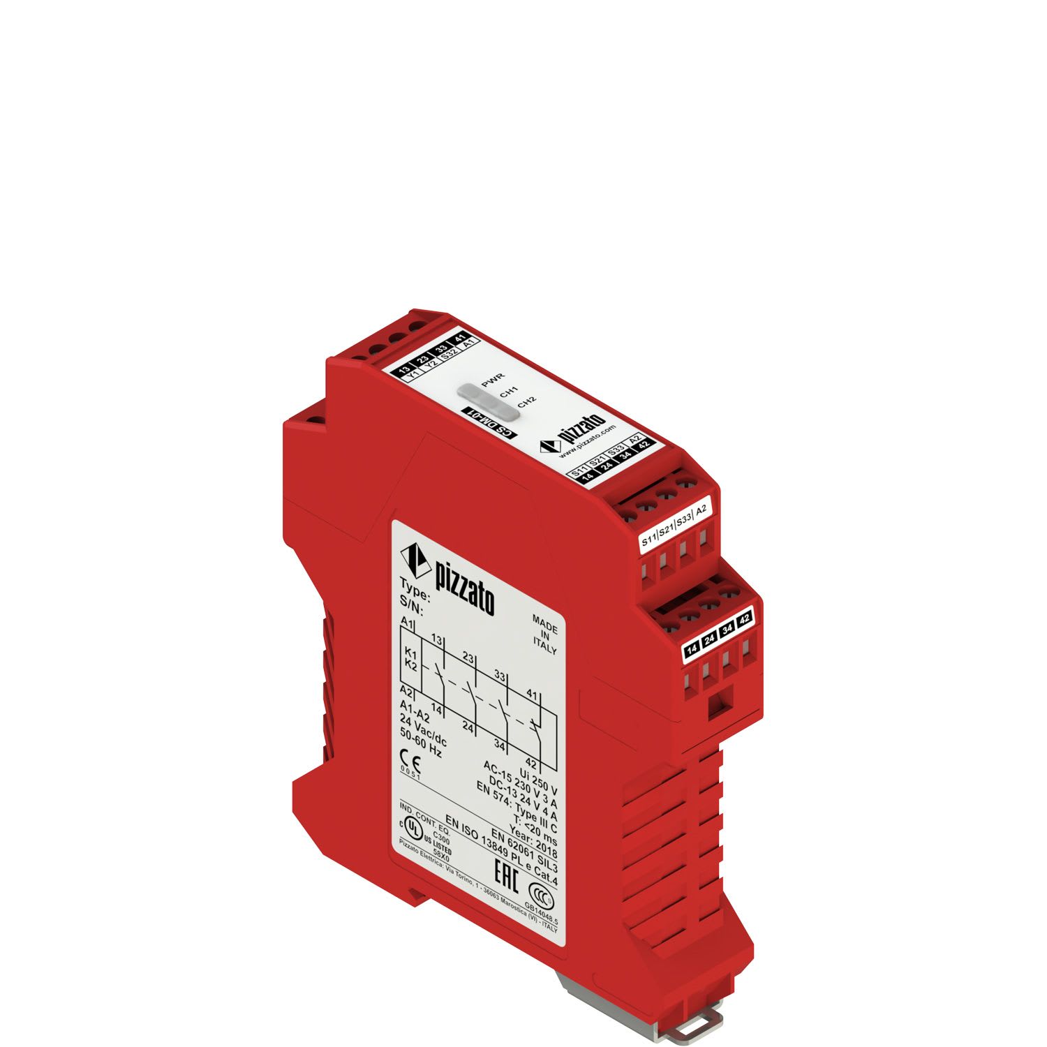 Pizzato - Module de sécurité pour commandes bimanuelles, Catégorie IIIC