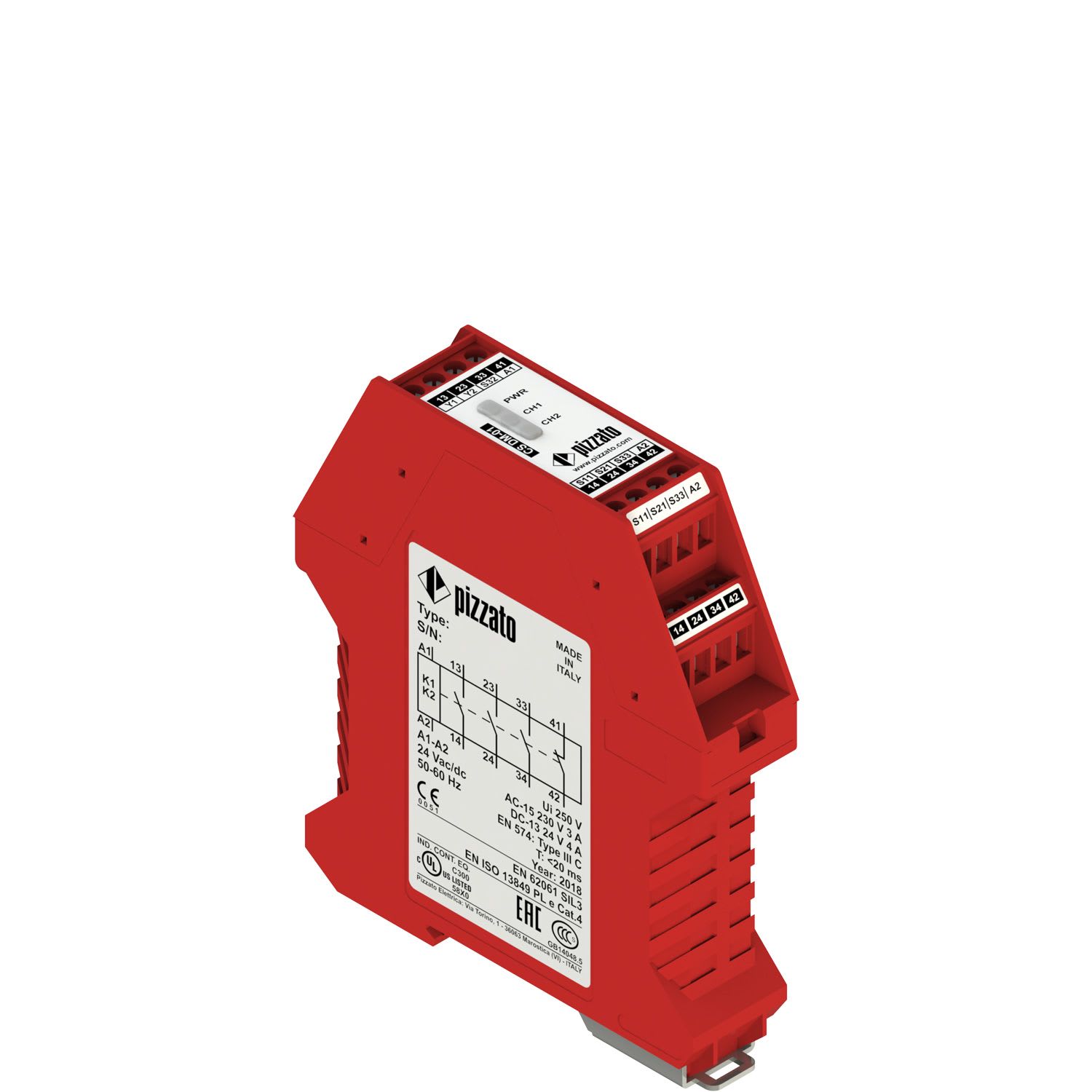 Pizzato - Module de sécurité pour commandes bimanuelles, Catégorie IIIC