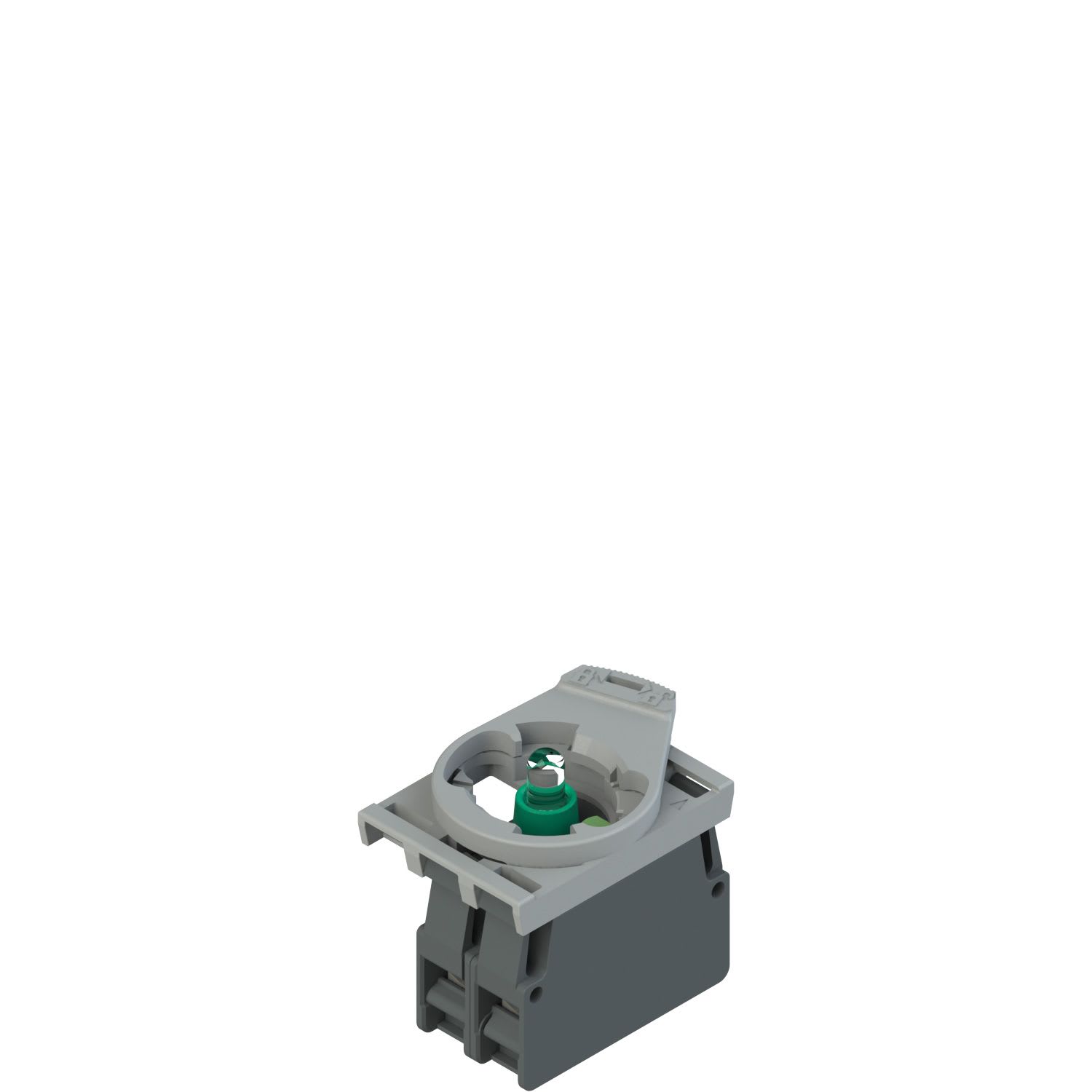 Pizzato - Produit complet avec bloc à DEL vert+bloc de contact 1NO+adaptateur de fixation