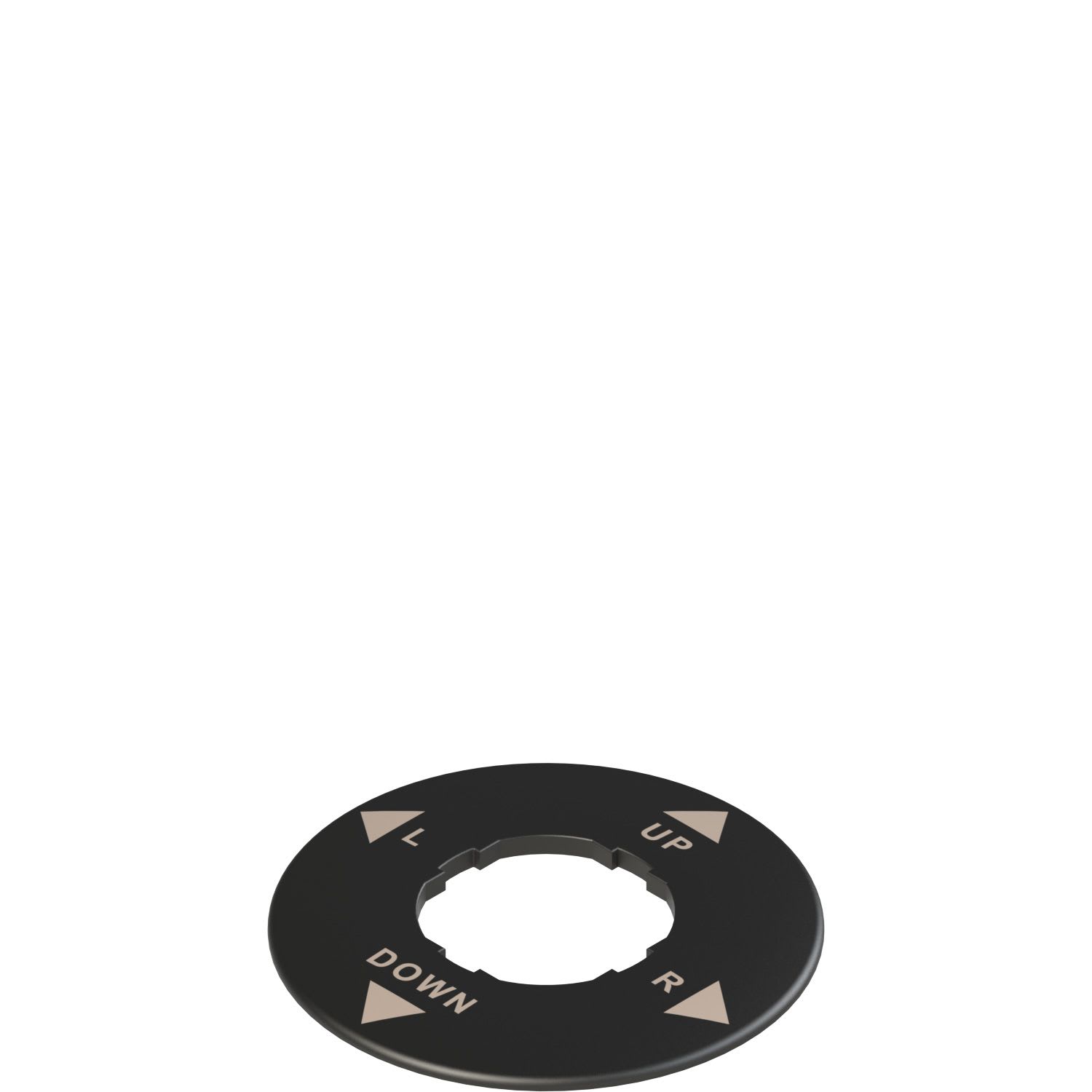 Pizzato - Plaque avec trou façonné, circulaire, noire Ø 60 mm, inscription « UP, R, DOWN,