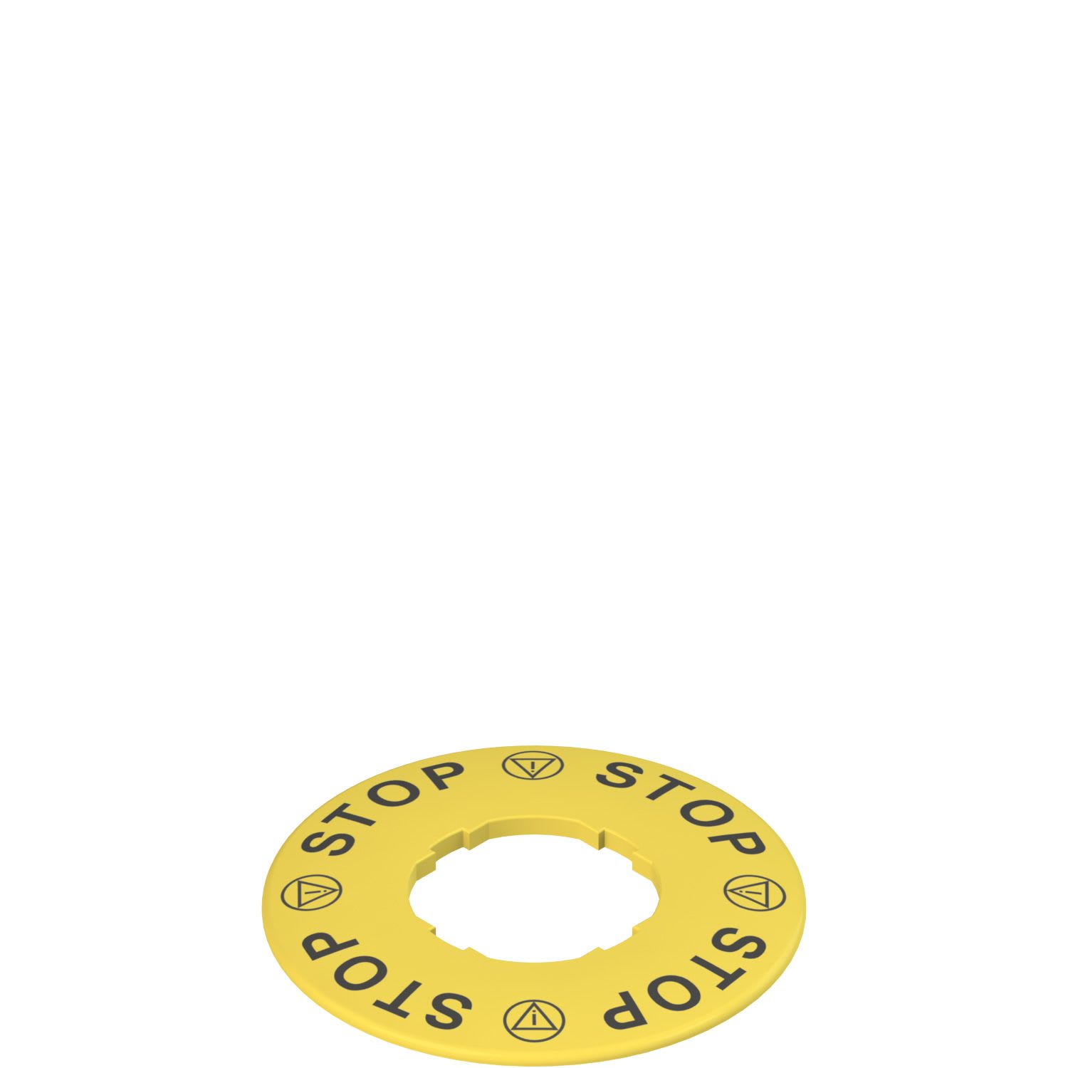 Pizzato - Plaques avec trou façonné,pastille jaune Ø60mm,inscription «STOP-STOP-STOP-STOP»