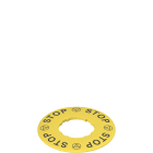 Pizzato - Plaques avec trou façonné,pastille jaune Ø60mm,inscription «STOP-STOP-STOP-STOP»