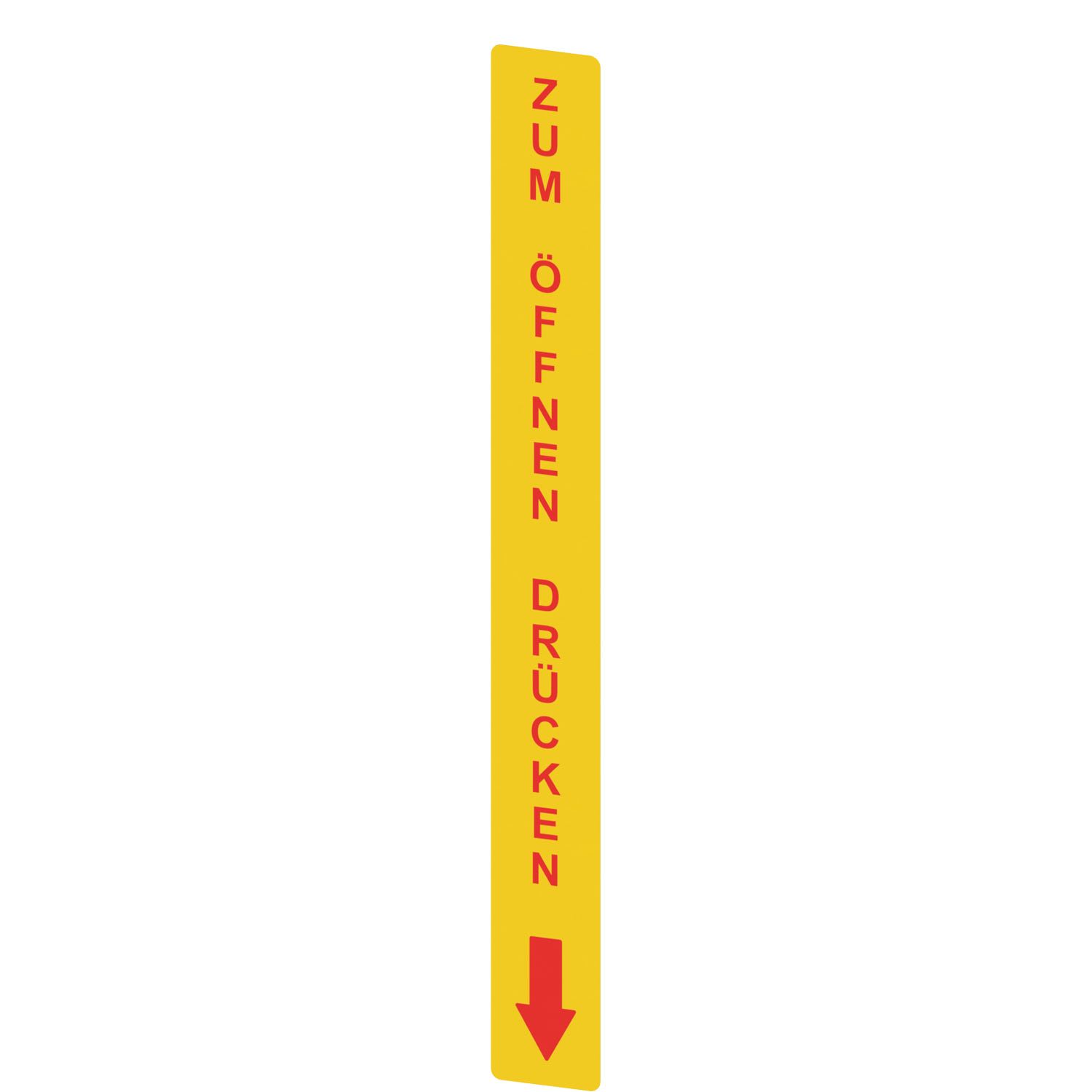 Pizzato - Adhésif jaune,rectangulaire 300x32mm,inscription rouge "ZUM OFFNEN DRUCKEN"