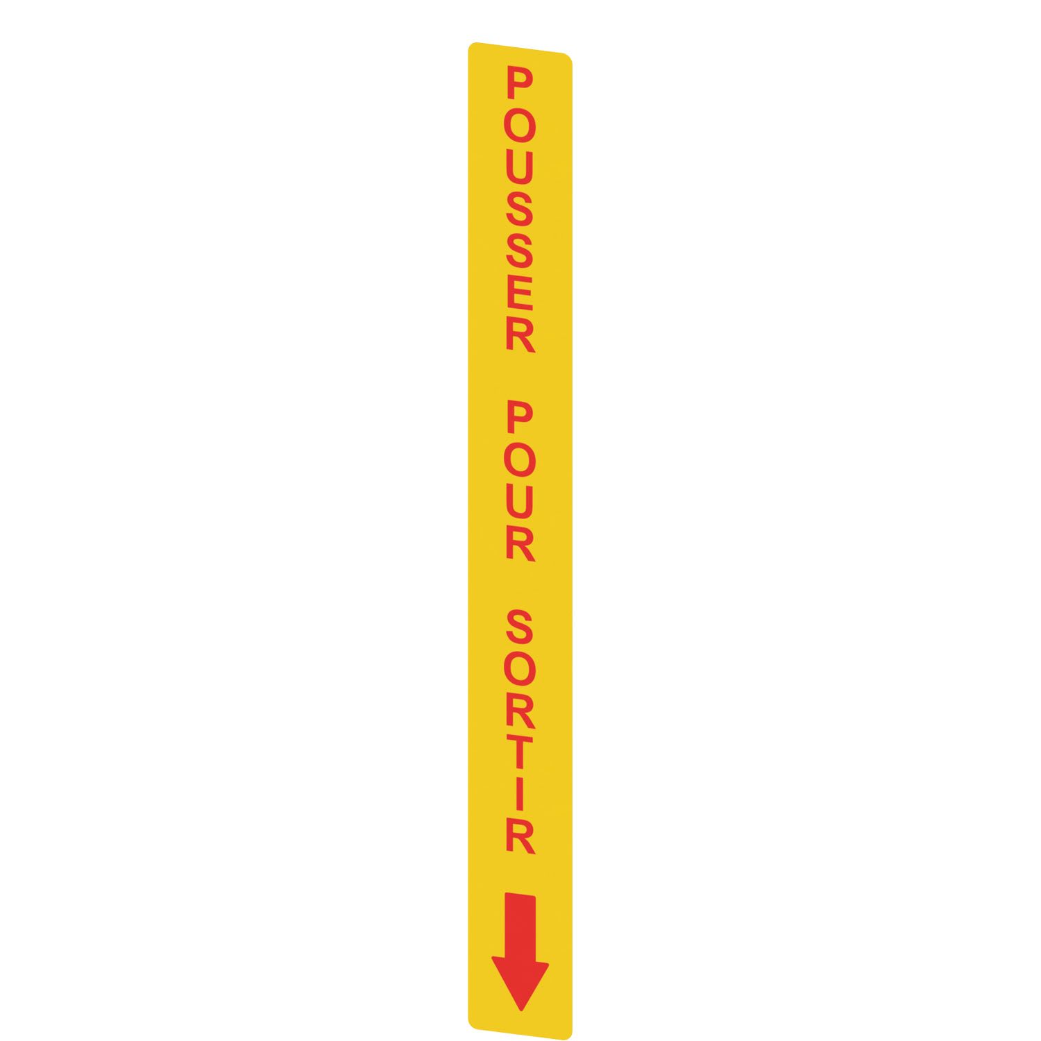 Pizzato - Adhésif jaune,rectangulaire 300x32mm,inscription rouge"POUSSER POUR SORTIR"