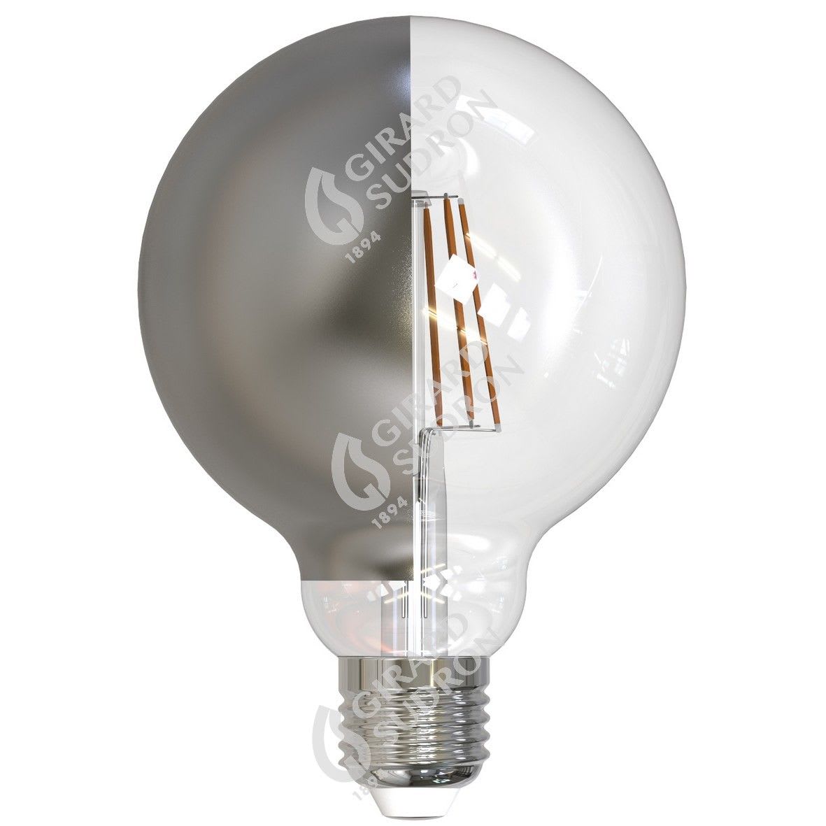 Girard Sudron - Globe D95 Filament LED Latral Argent 8W E27 2700k 950Lm Dim.