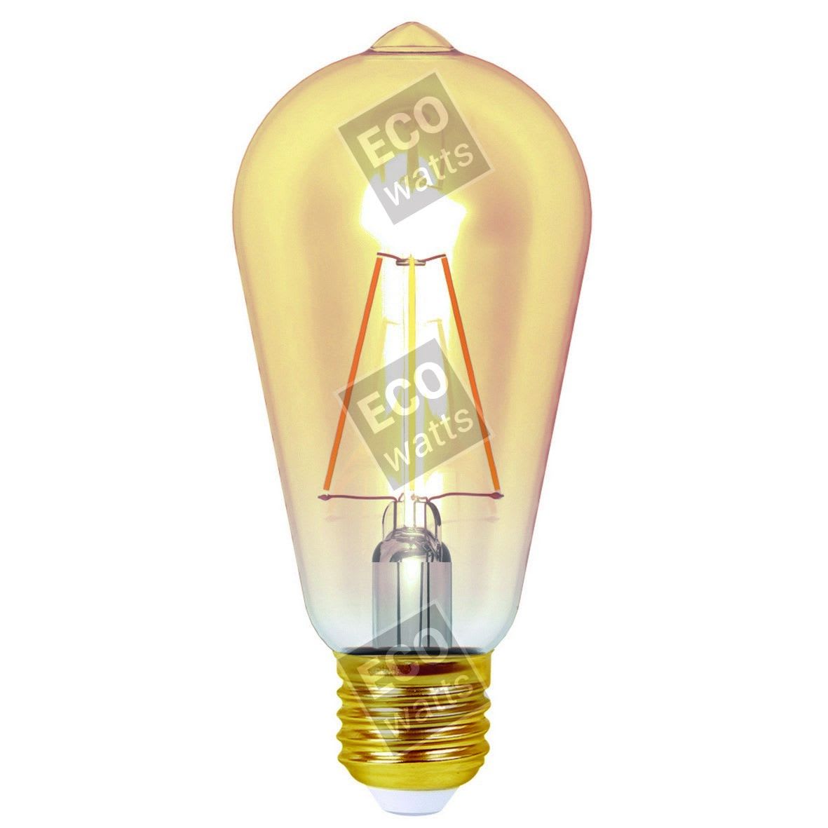 Girard Sudron - Ecowatts Lampe LED Edison E27 4W Ambre Blanc chaud Blister 3125469986676