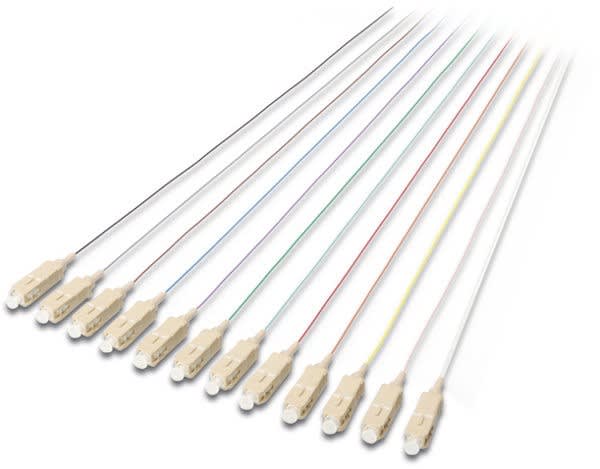 Assmann Electronic - Raccords colorés FO pigtail 12 pcs SC SX MM OM3 50/125 µ DIN IEC 304, 2m
