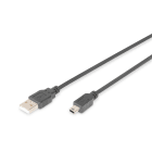 Assmann Electronic - Câble de connexion USB 2.0, type A - mini B 5pin MM 3.0m, conforme USB 2.0, noir