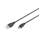 Assmann Electronic - USB 2.0 connection cable, type A - mini B (5pin) M-M, 1.0m, USB 2.0 conform, bl