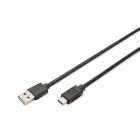 Assmann Electronic - Câble de connexion, type C to A M/M, 3.0m, 3A, 480MB, 2.0, noir