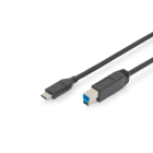 Assmann Electronic - Câble connexion USB 3.0 Type-C, type C vers B M/M, 1.8m, 3A, 5GB, noir