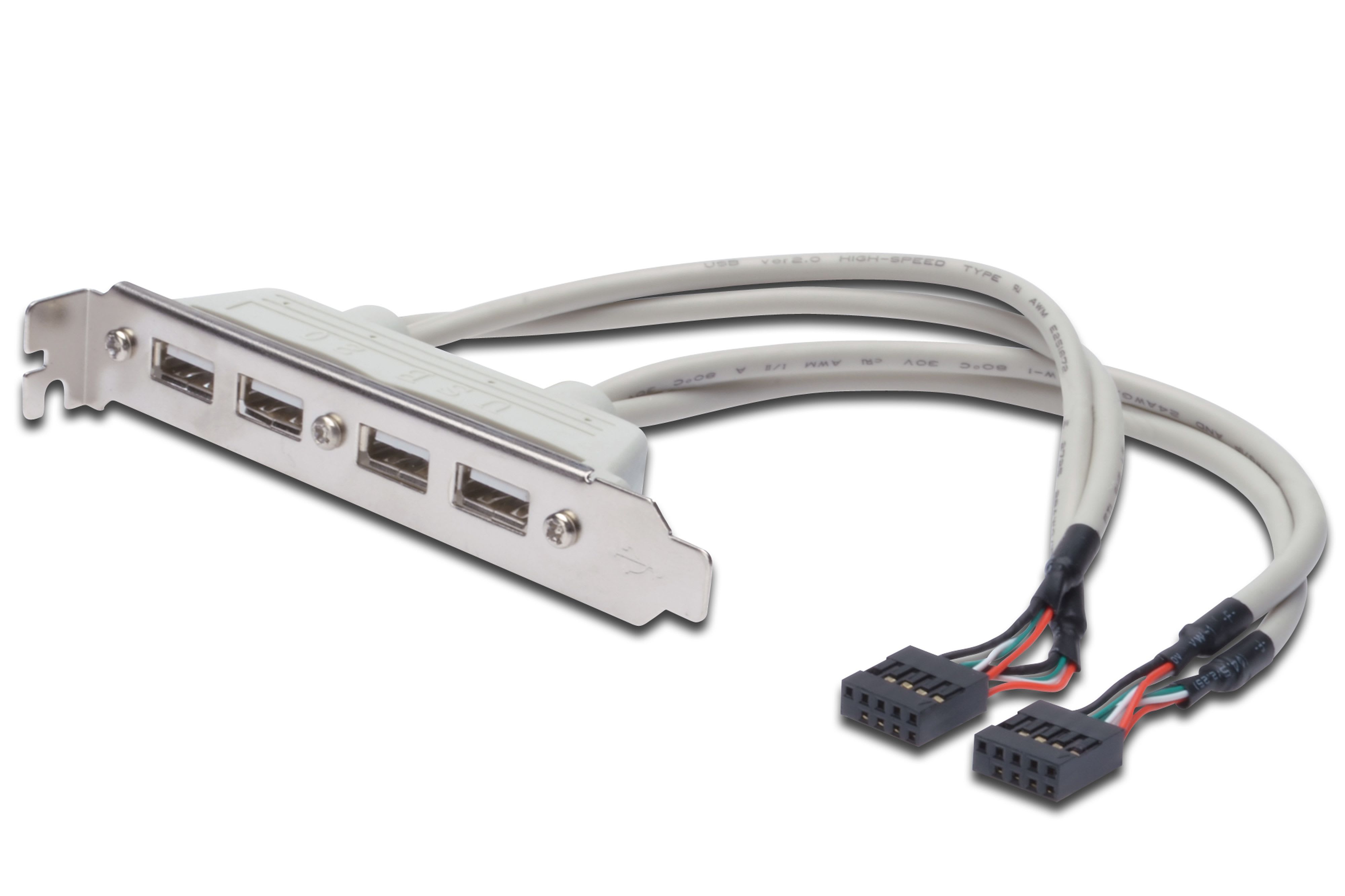 Assmann Electronic - Equerre 4xUSB A - 2x10pin IDC F/F 0.25m compatible USB 2.0 beige