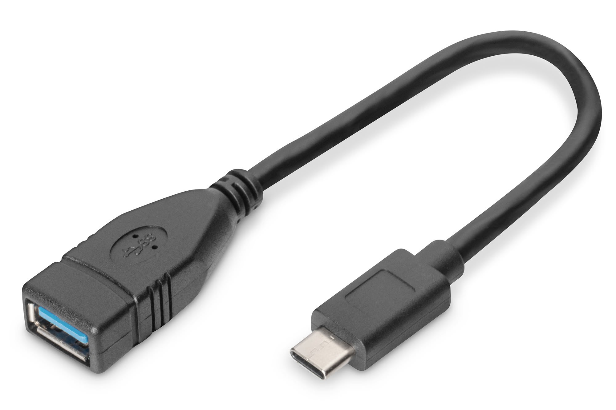 Assmann Electronic - USB Type-C adapter cable, OTG, type C - A M-F, 0,15m, 3A, 5GB, 3.0 Version, bl
