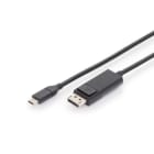 Assmann Electronic - USB Type-C adapter cable, Type-C to DP M-M, 2.0m, 4K-60Hz, 32,4 GB, CE, bl, gold