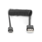 Assmann Electronic - Câble spiralé USB A M USB C M TPE USB2 PD 60W max 1m noir