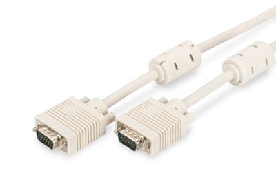Assmann Electronic - Câble de connexion écran VGA HD15 M/F 1.8m 3Coax/7C 2xFerrit beige