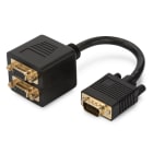 Assmann Electronic - Câble en Y écran VGA, HD15 - 2xHD15 mâle/femelle, 0.2m, passif, or, noir