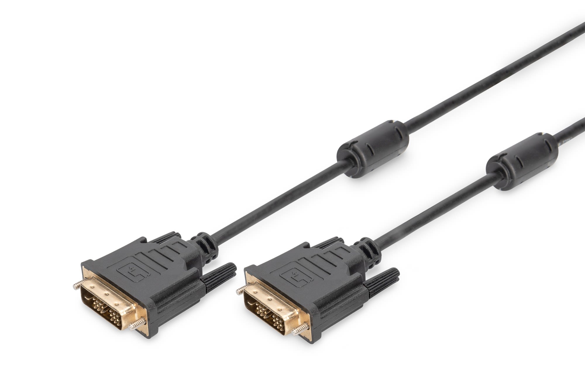 Assmann Electronic - DVI connection cable, DVI(18+1), 2x ferrit M-M, 5.0m, DVI-D Single Link, bl