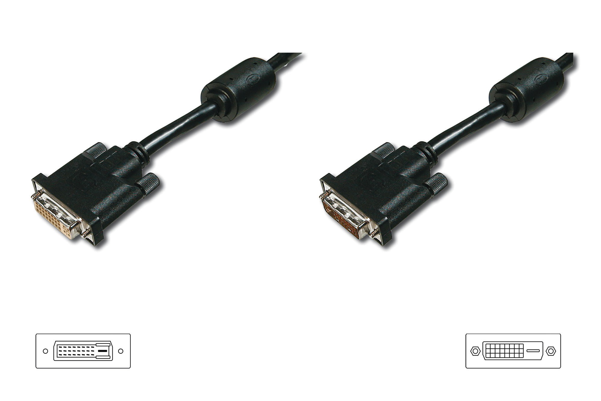 Assmann Electronic - DVI extension cable, DVI(24+1), 2x ferrit M-F, 5.0m, DVI-D Dual Link, bl
