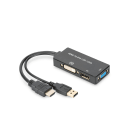 Assmann Electronic - Câble convertisseur HDMI - DP+DVI+VGA M-F/F/F, 0.2m, 3 in 1 MultiMedia, C, noir