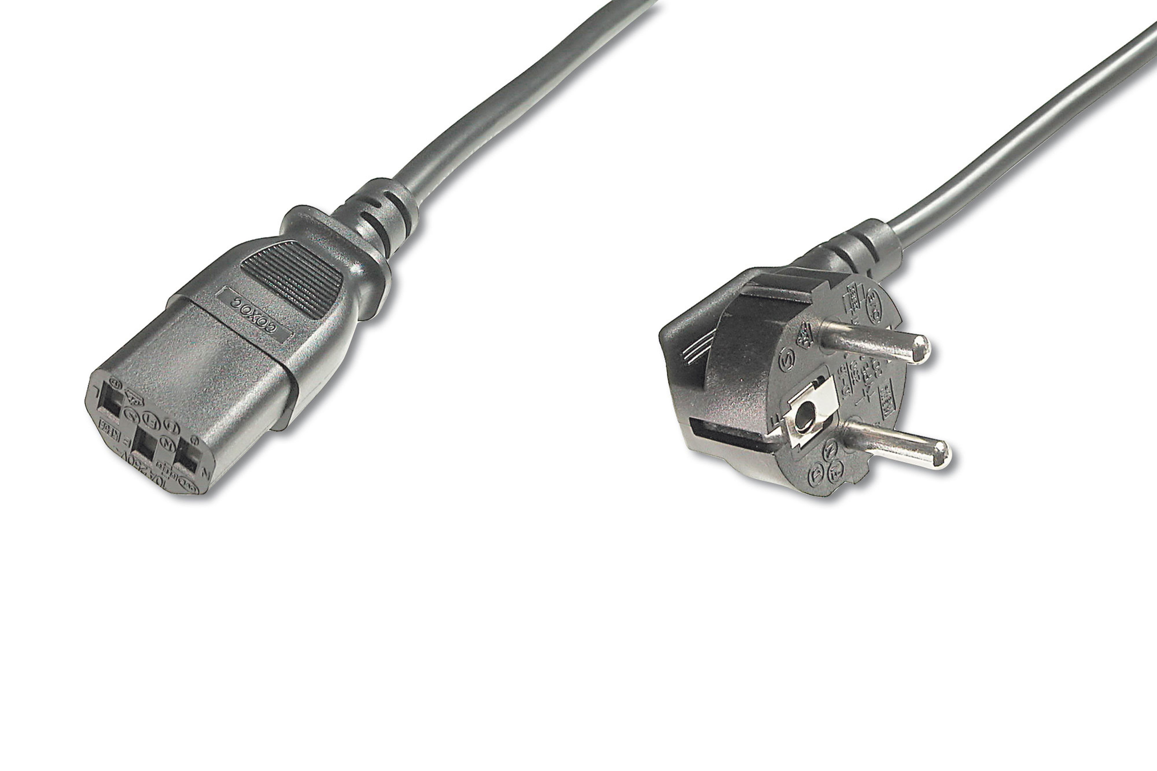 Assmann Electronic - Câble d?alimentation CEE 7/7 90ø coudé - C13 MF, 1.8m, H05VV-F3G 0.75qmm, noir