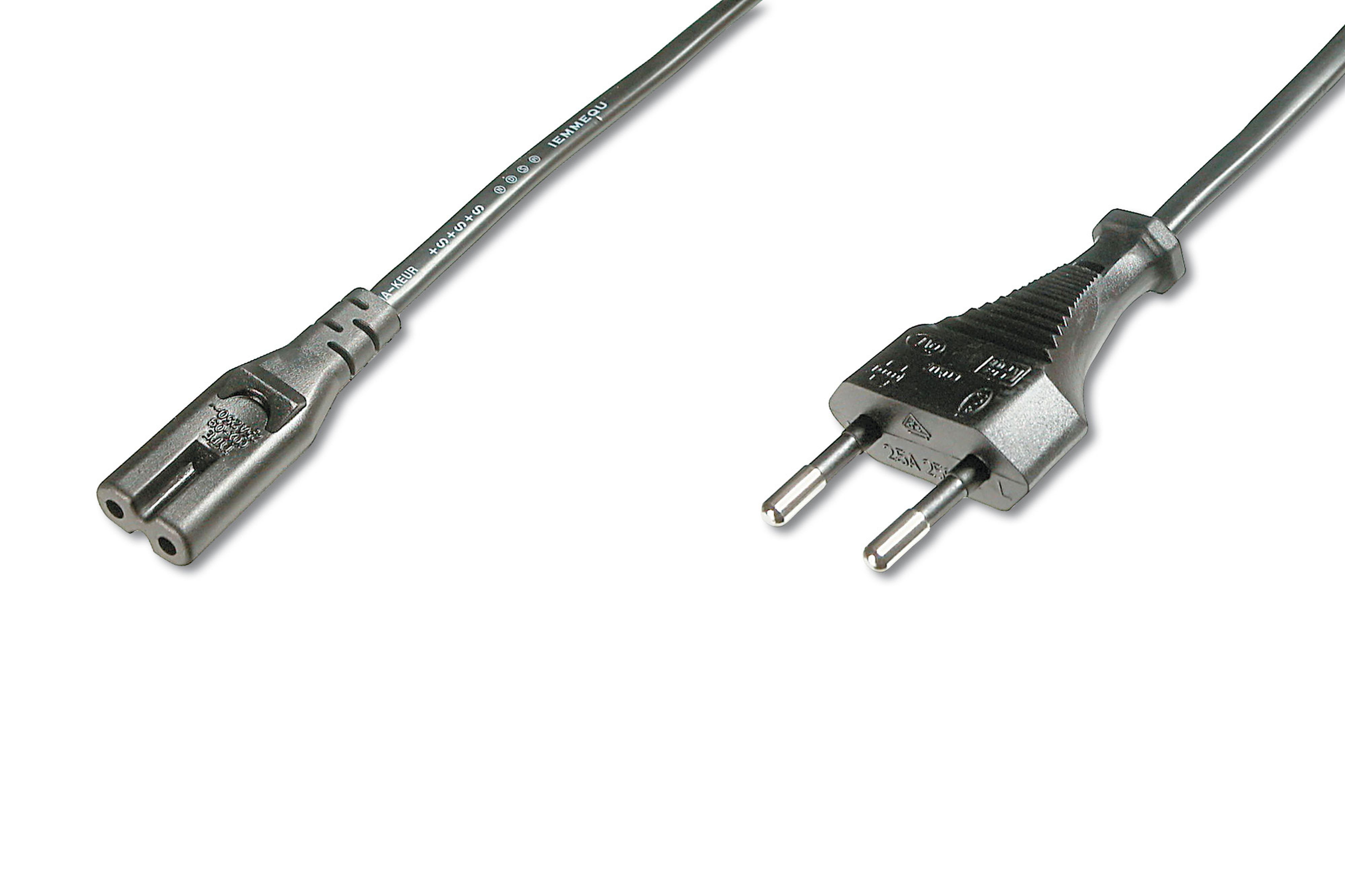 Assmann Electronic - Câble d'alimentation, Euro - C7 M/F, 1.8m, H03VVH2-F 0.75qmm, noir