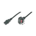 Assmann Electronic - Câble d'alim. prise UK, angle 90ø - C13 M/F, 1.8m, H05VV-F3G 0,75qmm, 5A, noir