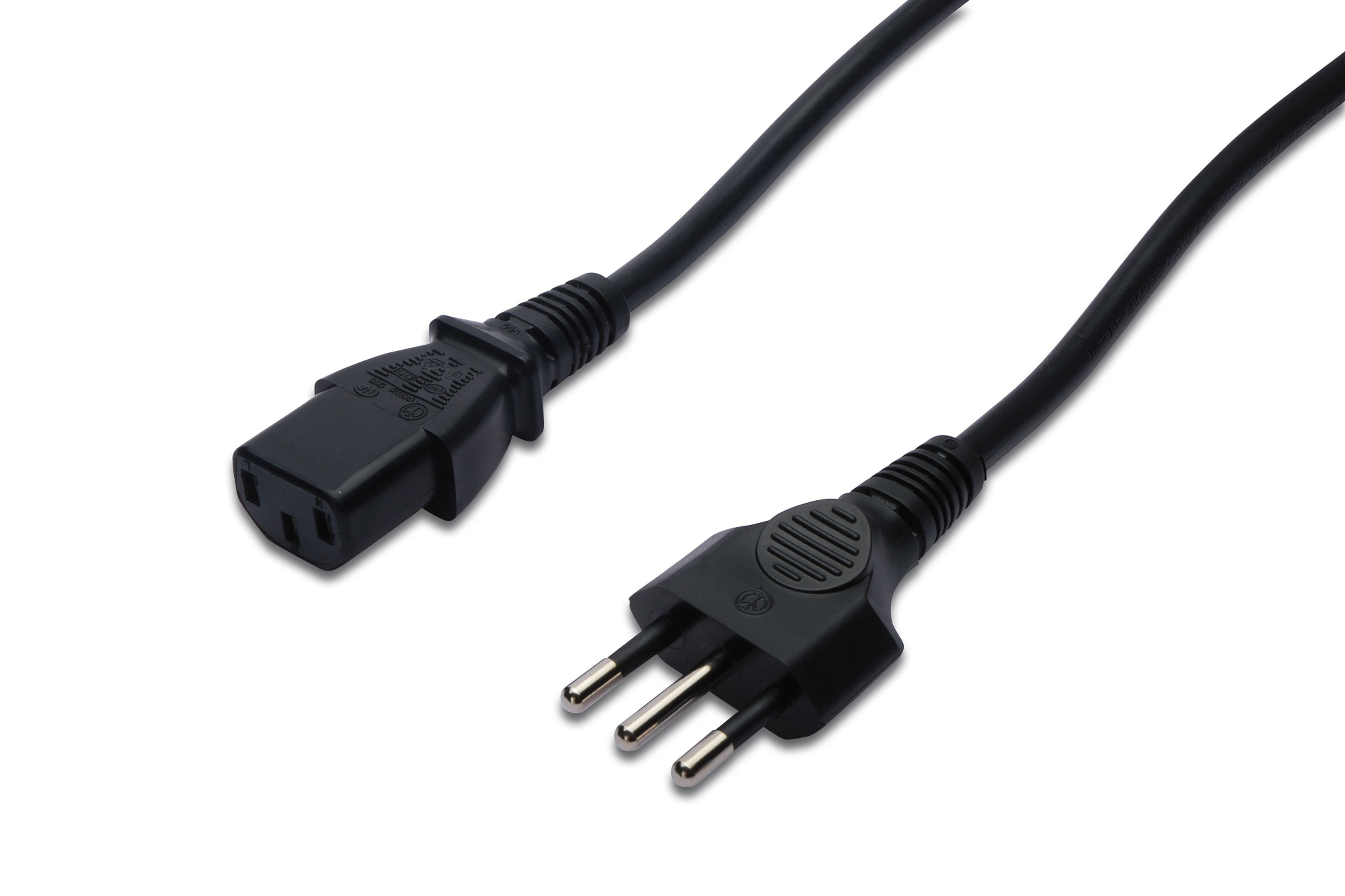 Assmann Electronic - Câble d'alimentation, Italie mâle - C13 M/F, 1.8m, H05VV-F3G 0.75qmm, noir