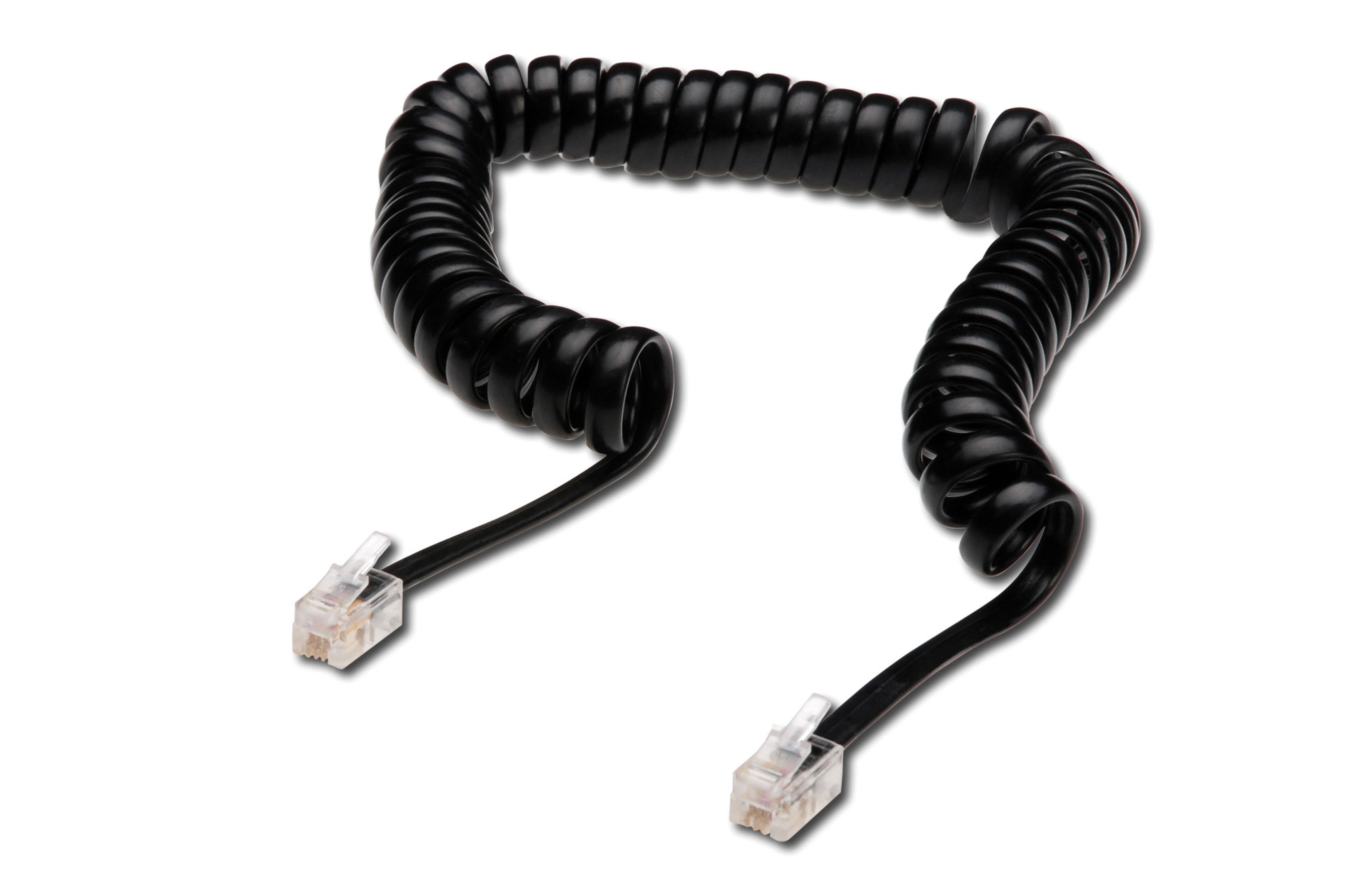 Assmann Electronic - Câble de raccordement UAE, RJ10 M/M, 4.0m, CU, 4x7x0,12mm, plat, helic, noir