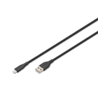 Assmann Electronic - Câble de charge USB en silicone, USB-A - Lightning 1m, USB 2.0, 12W, noir