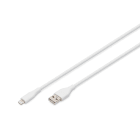Assmann Electronic - Câble de charge USB en silicone, USB-A - Lightning 1m, USB 2.0, 12W, blanc