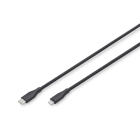 Assmann Electronic - Câble de charge USB en silicone, USB-C - Lightning 1m, USB 2.0, 60W, noir