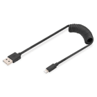 Assmann Electronic - Cable spirale 1m USB A vers Lightning, MFI C89, TPU USB 2 PD 20 W max.