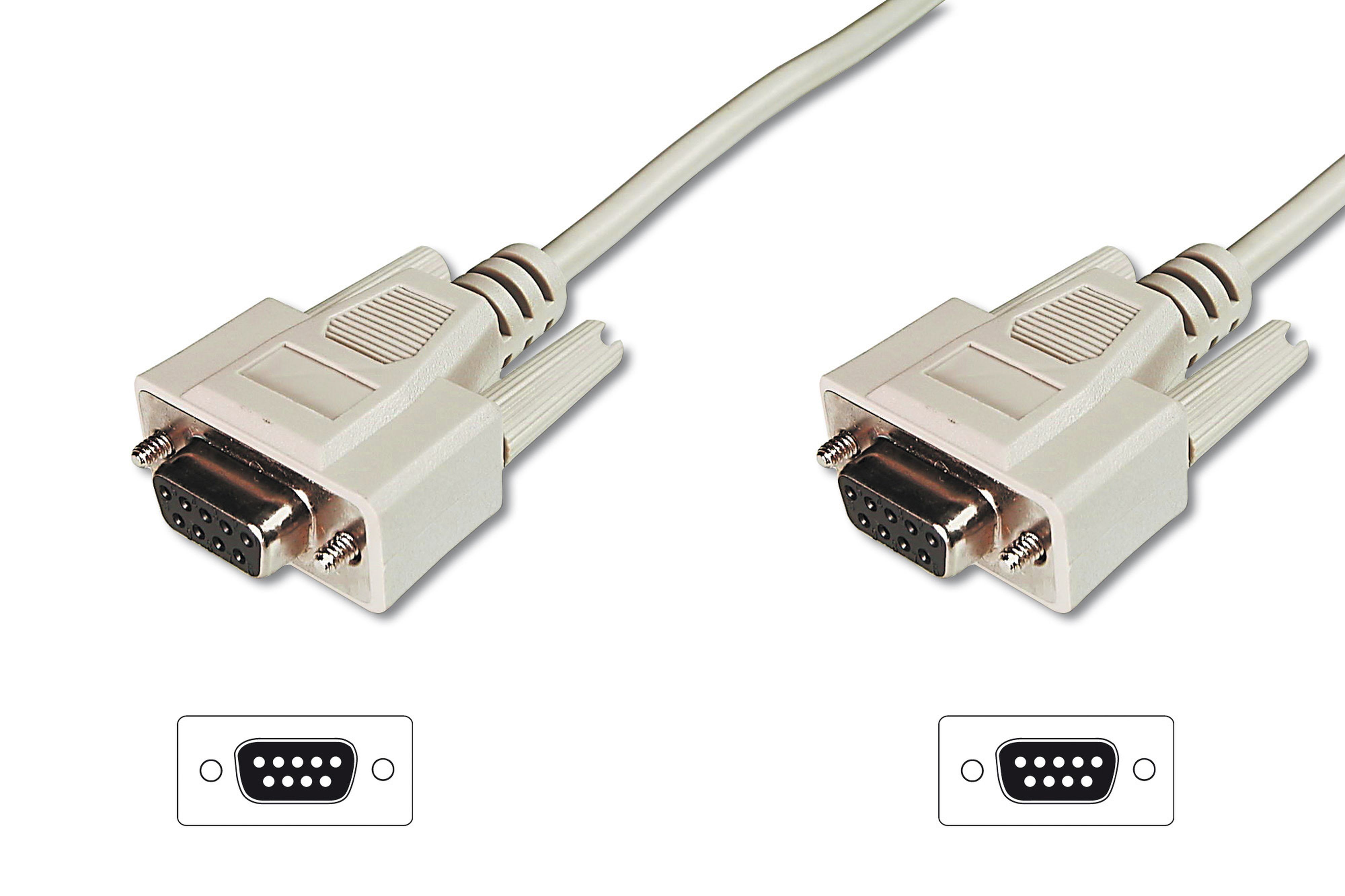 Assmann Electronic - Câble connexion transfert de données, Sub-D9 F/F, 3.0m, série, surmoulé, beige