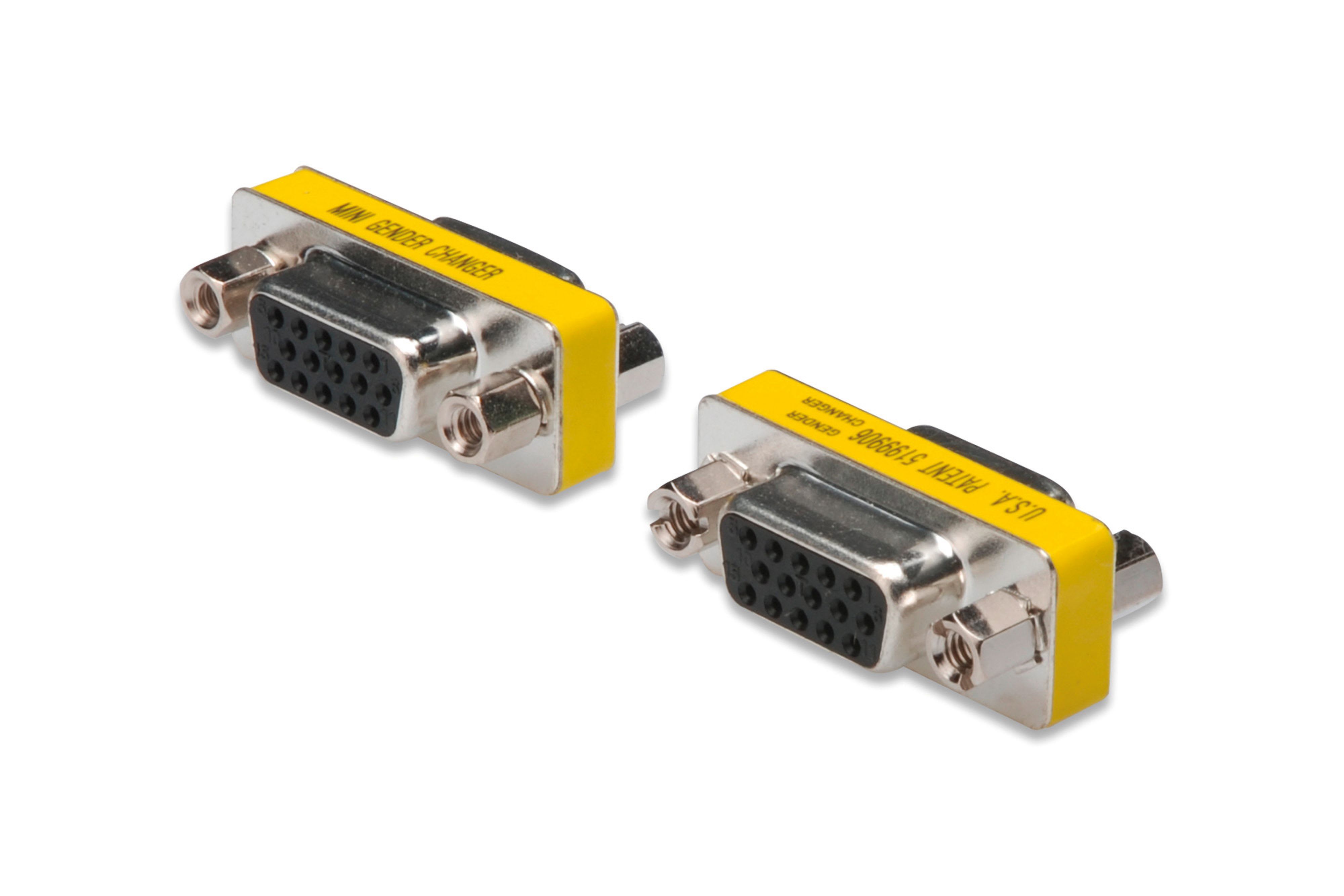 Assmann Electronic - Changeur de genre, D-Sub15 Boîtier métallique, F/F, avec écrous hexagonaux