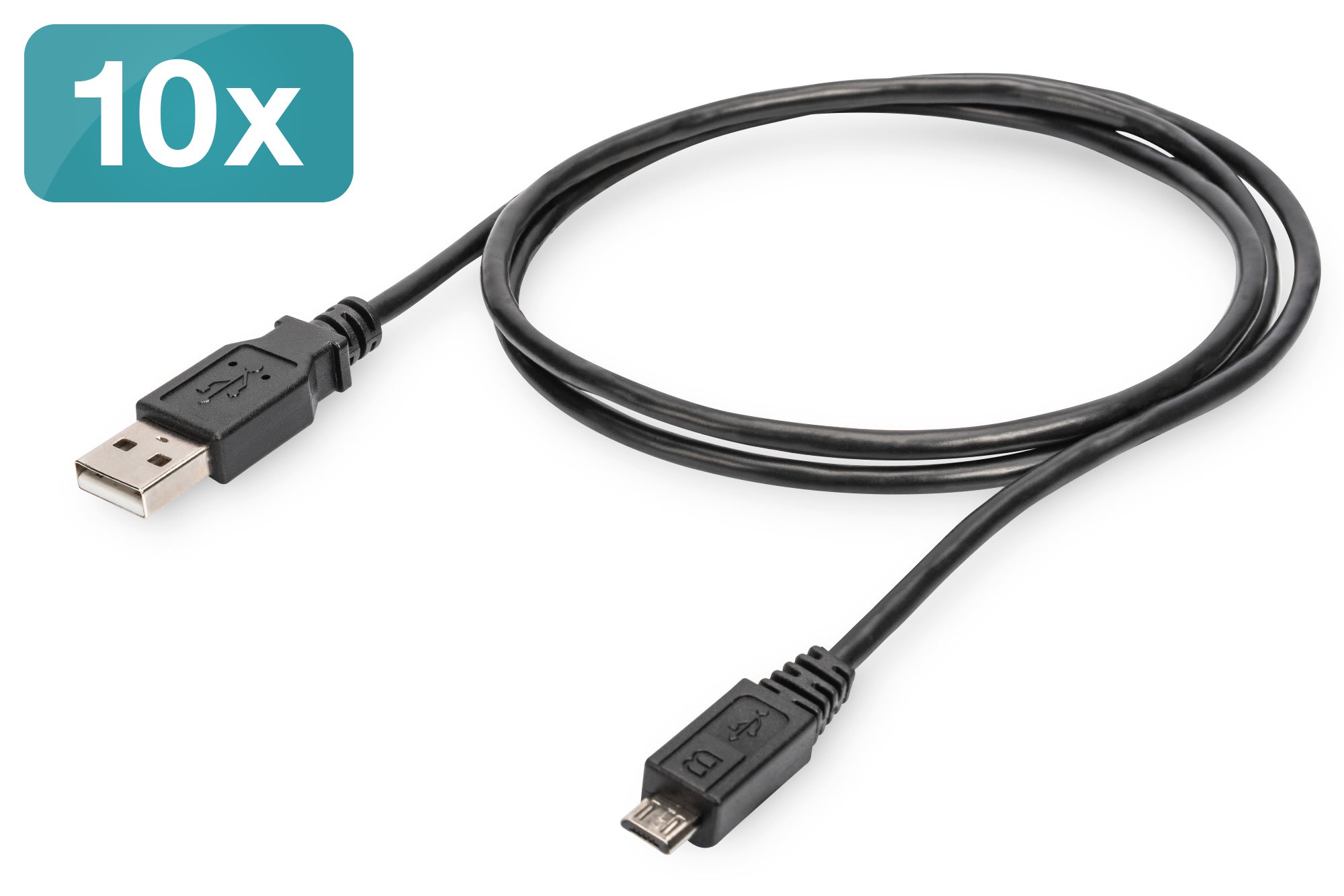 Assmann Electronic - USB 2.0 connection cable, type A - micro B M-M, 1.0m, 10er Set, bl