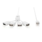 Assmann Electronic - Câble USB 2.0 Hub, 4 ports 4x USB A/F, 1xUSB A male, DC 2.5mm pour option. PSU